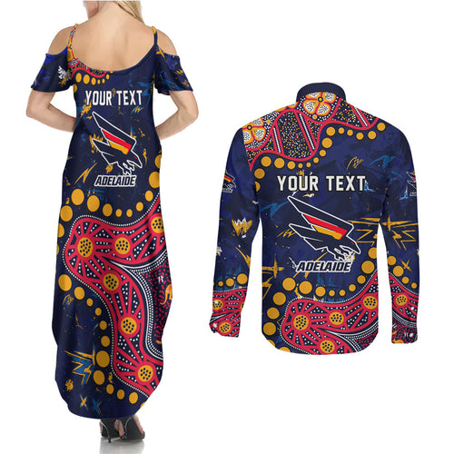 Personalized Adelaide Couples Matching Summer Maxi Dress and Long Sleeve Button Shirt Aboriginal Pattern with Graffiti Style