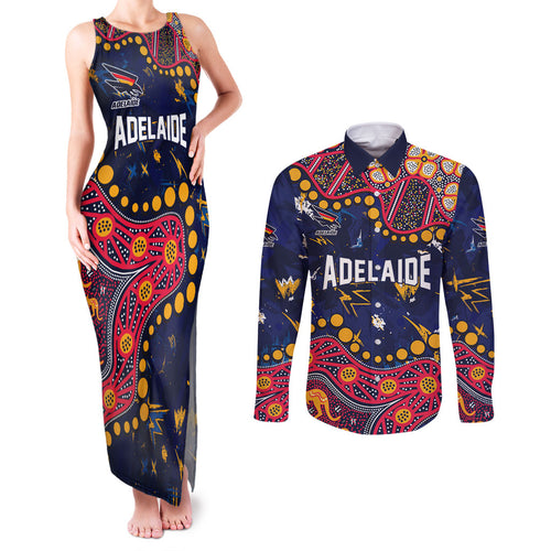 Personalized Adelaide Couples Matching Tank Maxi Dress and Long Sleeve Button Shirt Aboriginal Pattern with Graffiti Style