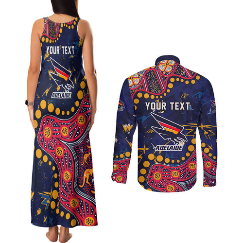 Personalized Adelaide Couples Matching Tank Maxi Dress and Long Sleeve Button Shirt Aboriginal Pattern with Graffiti Style