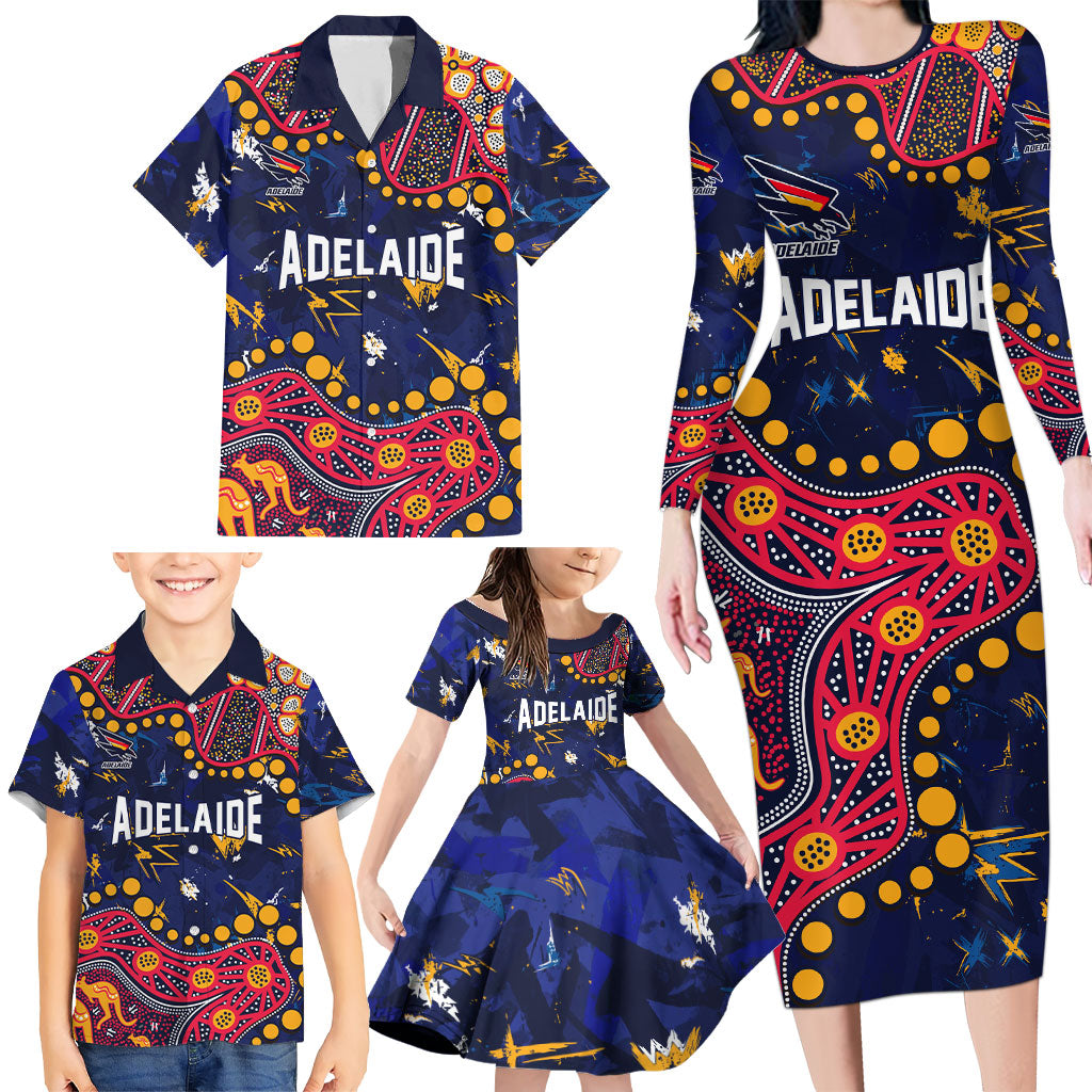 Personalized Adelaide Family Matching Long Sleeve Bodycon Dress and Hawaiian Shirt Aboriginal Pattern with Graffiti Style