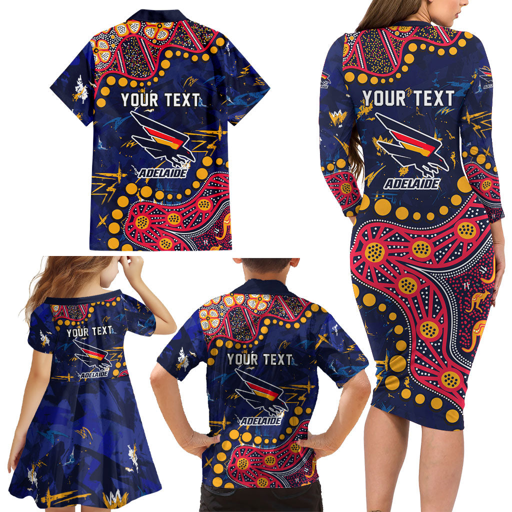 Personalized Adelaide Family Matching Long Sleeve Bodycon Dress and Hawaiian Shirt Aboriginal Pattern with Graffiti Style