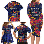 Personalized Adelaide Family Matching Long Sleeve Bodycon Dress and Hawaiian Shirt Aboriginal Pattern with Graffiti Style
