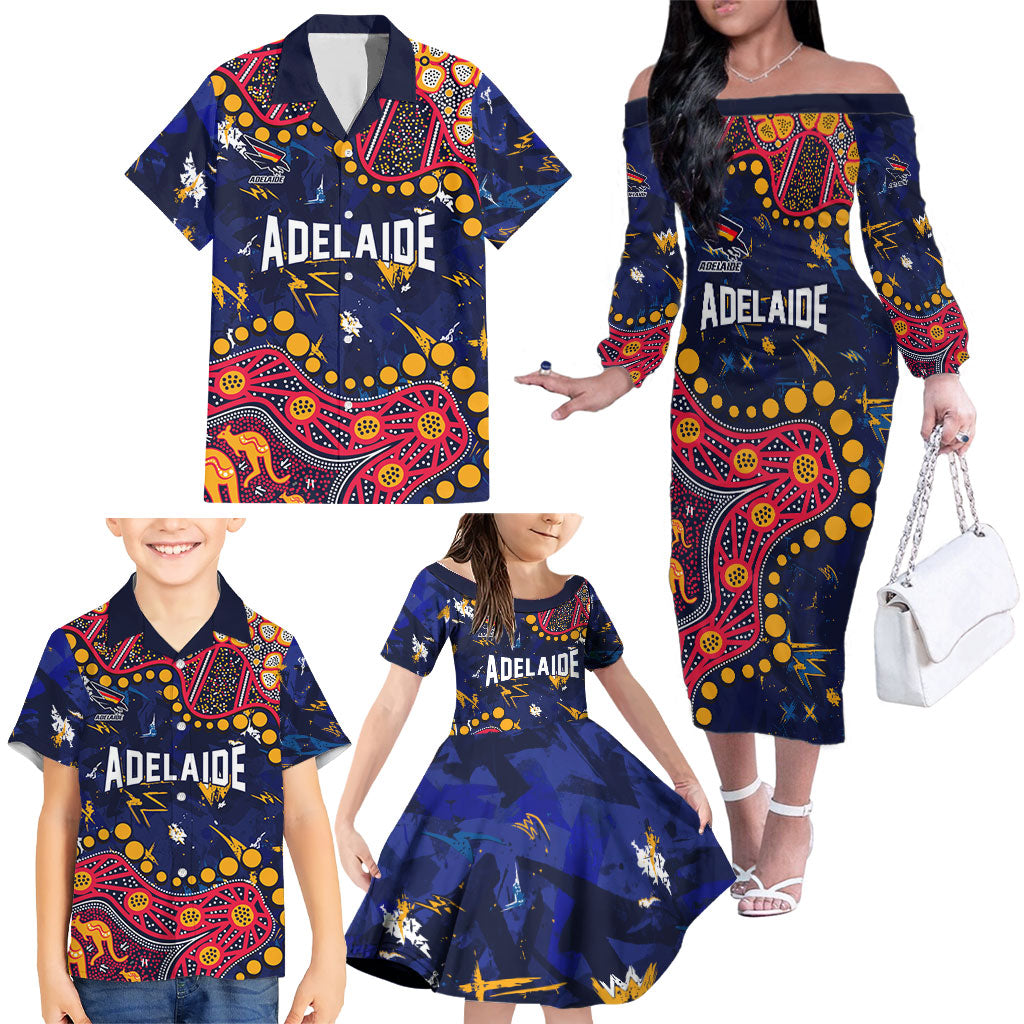 Personalized Adelaide Family Matching Off The Shoulder Long Sleeve Dress and Hawaiian Shirt Aboriginal Pattern with Graffiti Style