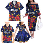 Personalized Adelaide Family Matching Off The Shoulder Long Sleeve Dress and Hawaiian Shirt Aboriginal Pattern with Graffiti Style