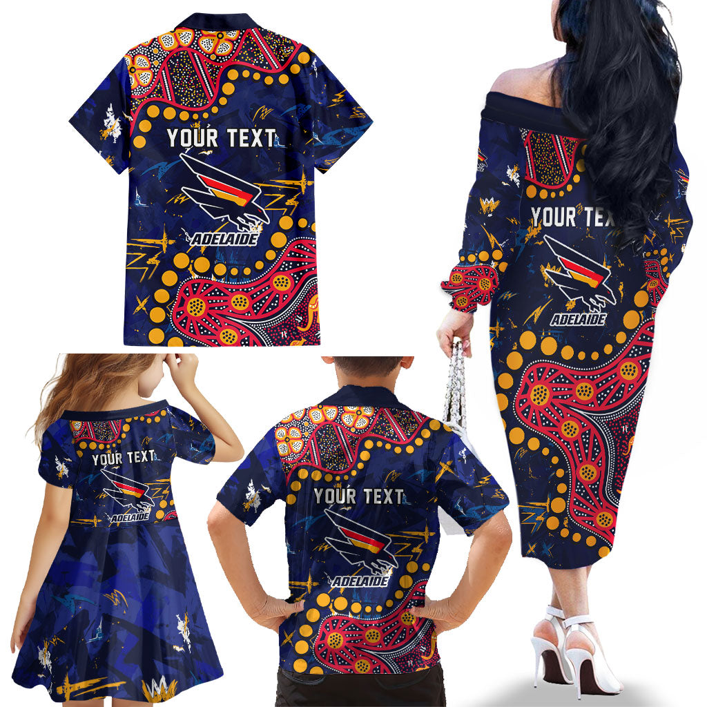 Personalized Adelaide Family Matching Off The Shoulder Long Sleeve Dress and Hawaiian Shirt Aboriginal Pattern with Graffiti Style