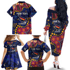 Personalized Adelaide Family Matching Off The Shoulder Long Sleeve Dress and Hawaiian Shirt Aboriginal Pattern with Graffiti Style