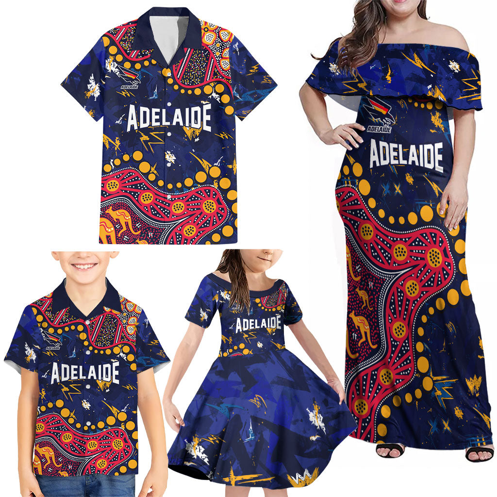 Personalized Adelaide Family Matching Off Shoulder Maxi Dress and Hawaiian Shirt Aboriginal Pattern with Graffiti Style