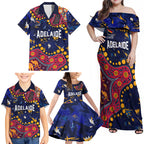 Personalized Adelaide Family Matching Off Shoulder Maxi Dress and Hawaiian Shirt Aboriginal Pattern with Graffiti Style
