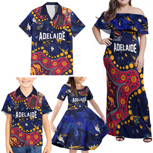 Personalized Adelaide Family Matching Off Shoulder Maxi Dress and Hawaiian Shirt Aboriginal Pattern with Graffiti Style