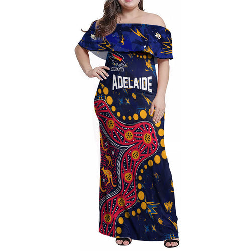 Personalized Adelaide Family Matching Off Shoulder Maxi Dress and Hawaiian Shirt Aboriginal Pattern with Graffiti Style