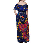 Personalized Adelaide Family Matching Off Shoulder Maxi Dress and Hawaiian Shirt Aboriginal Pattern with Graffiti Style