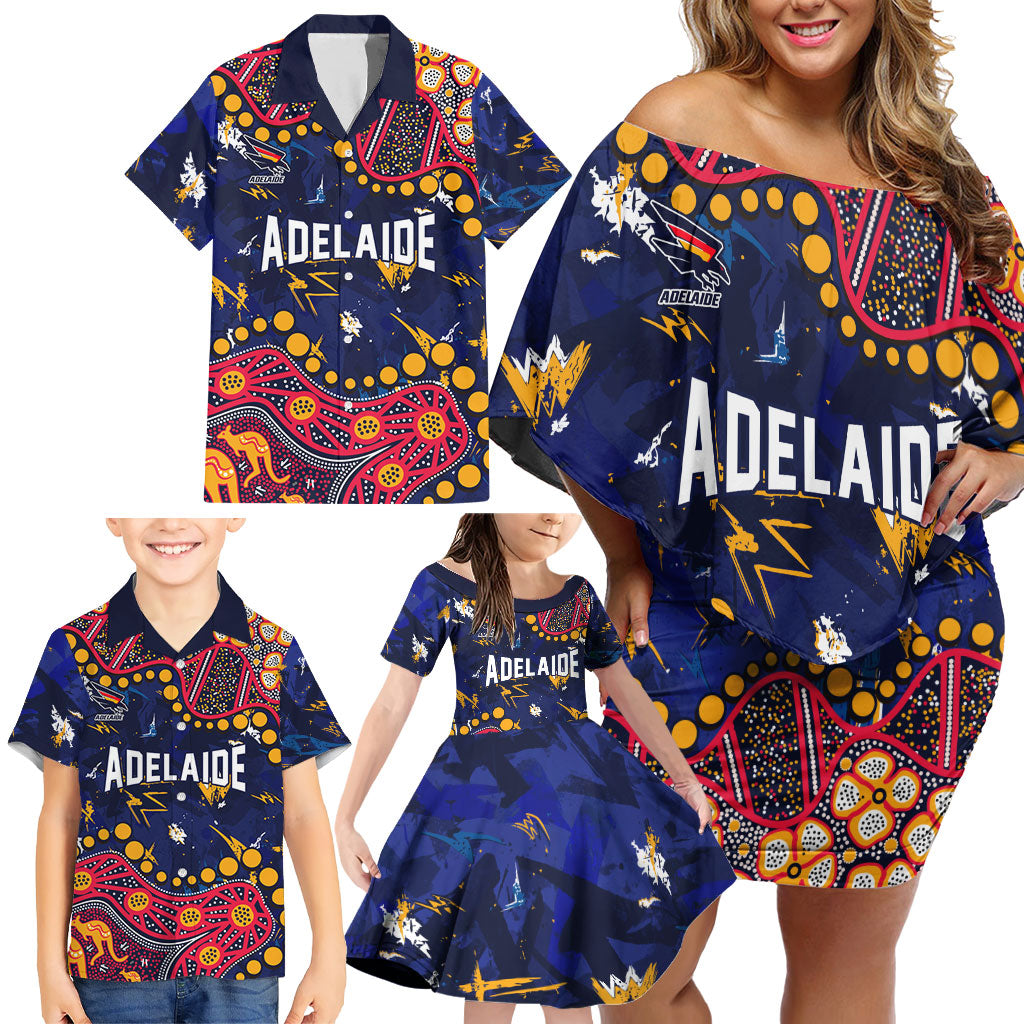 Personalized Adelaide Family Matching Off Shoulder Short Dress and Hawaiian Shirt Aboriginal Pattern with Graffiti Style