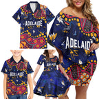Personalized Adelaide Family Matching Off Shoulder Short Dress and Hawaiian Shirt Aboriginal Pattern with Graffiti Style