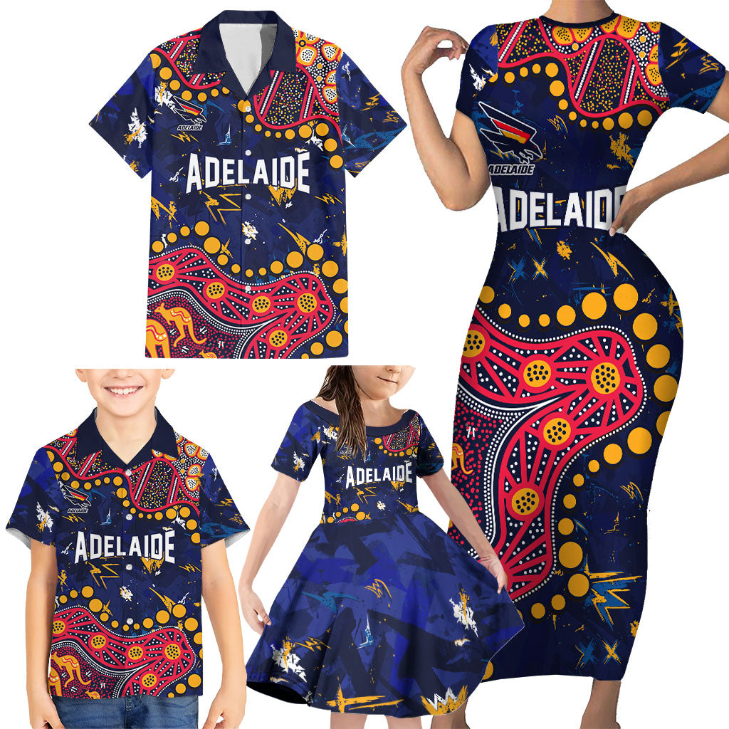 Personalized Adelaide Family Matching Short Sleeve Bodycon Dress and Hawaiian Shirt Aboriginal Pattern with Graffiti Style