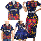 Personalized Adelaide Family Matching Short Sleeve Bodycon Dress and Hawaiian Shirt Aboriginal Pattern with Graffiti Style