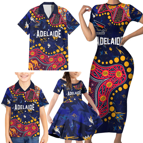 Personalized Adelaide Family Matching Short Sleeve Bodycon Dress and Hawaiian Shirt Aboriginal Pattern with Graffiti Style
