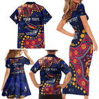 Personalized Adelaide Family Matching Short Sleeve Bodycon Dress and Hawaiian Shirt Aboriginal Pattern with Graffiti Style