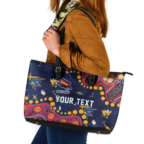 Personalized Adelaide Leather Tote Bag Aboriginal Pattern with Graffiti Style