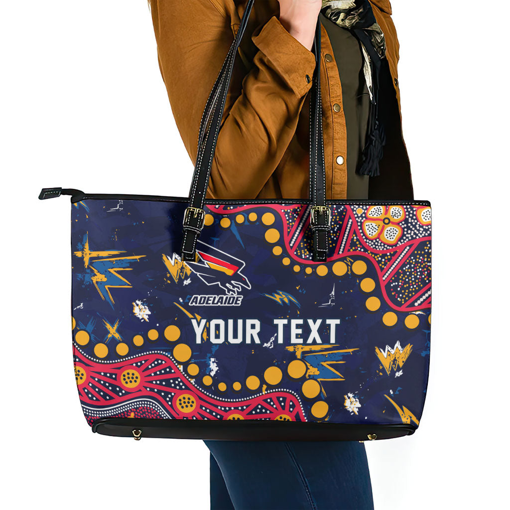 Personalized Adelaide Leather Tote Bag Aboriginal Pattern with Graffiti Style