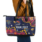 Personalized Adelaide Leather Tote Bag Aboriginal Pattern with Graffiti Style