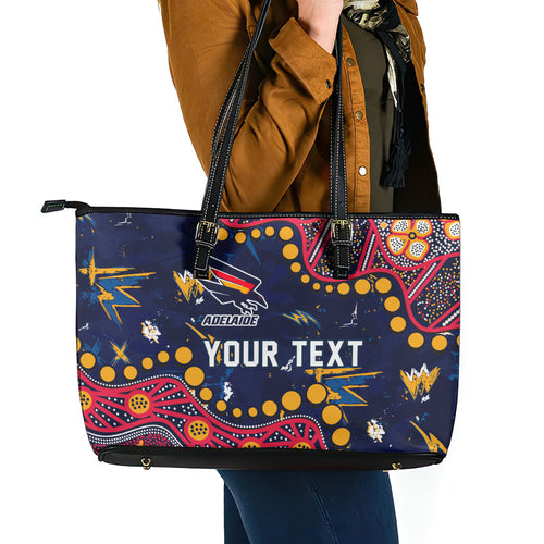 Personalized Adelaide Leather Tote Bag Aboriginal Pattern with Graffiti Style
