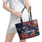 Personalized Adelaide Leather Tote Bag Aboriginal Pattern with Graffiti Style