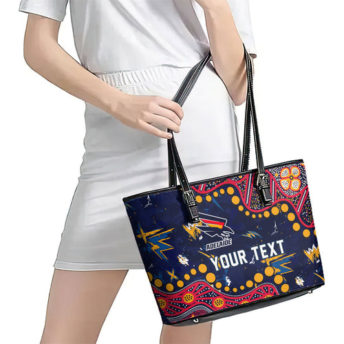 Personalized Adelaide Leather Tote Bag Aboriginal Pattern with Graffiti Style