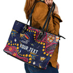 Personalized Adelaide Leather Tote Bag Aboriginal Pattern with Graffiti Style