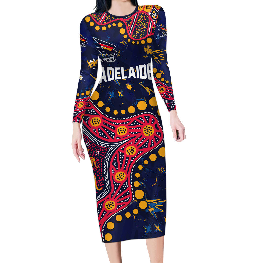 Personalized Adelaide Long Sleeve Bodycon Dress Aboriginal Pattern with Graffiti Style