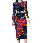 Personalized Adelaide Long Sleeve Bodycon Dress Aboriginal Pattern with Graffiti Style