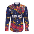 Personalized Adelaide Long Sleeve Button Shirt Aboriginal Pattern with Graffiti Style