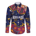 Personalized Adelaide Long Sleeve Button Shirt Aboriginal Pattern with Graffiti Style