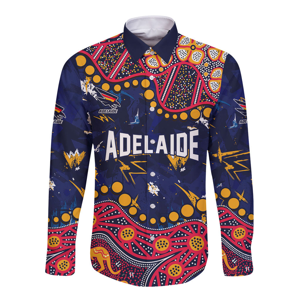 Personalized Adelaide Long Sleeve Button Shirt Aboriginal Pattern with Graffiti Style