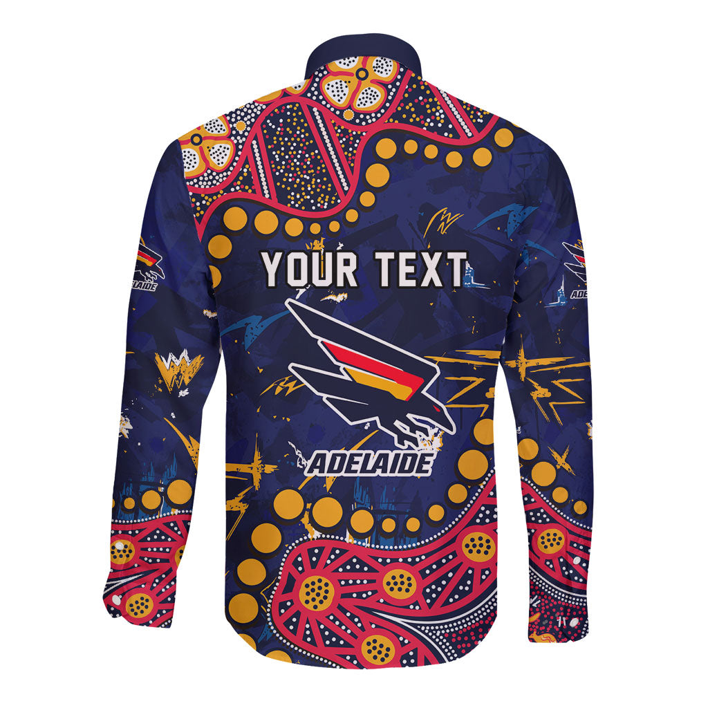 Personalized Adelaide Long Sleeve Button Shirt Aboriginal Pattern with Graffiti Style