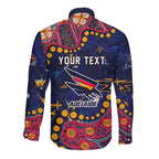 Personalized Adelaide Long Sleeve Button Shirt Aboriginal Pattern with Graffiti Style