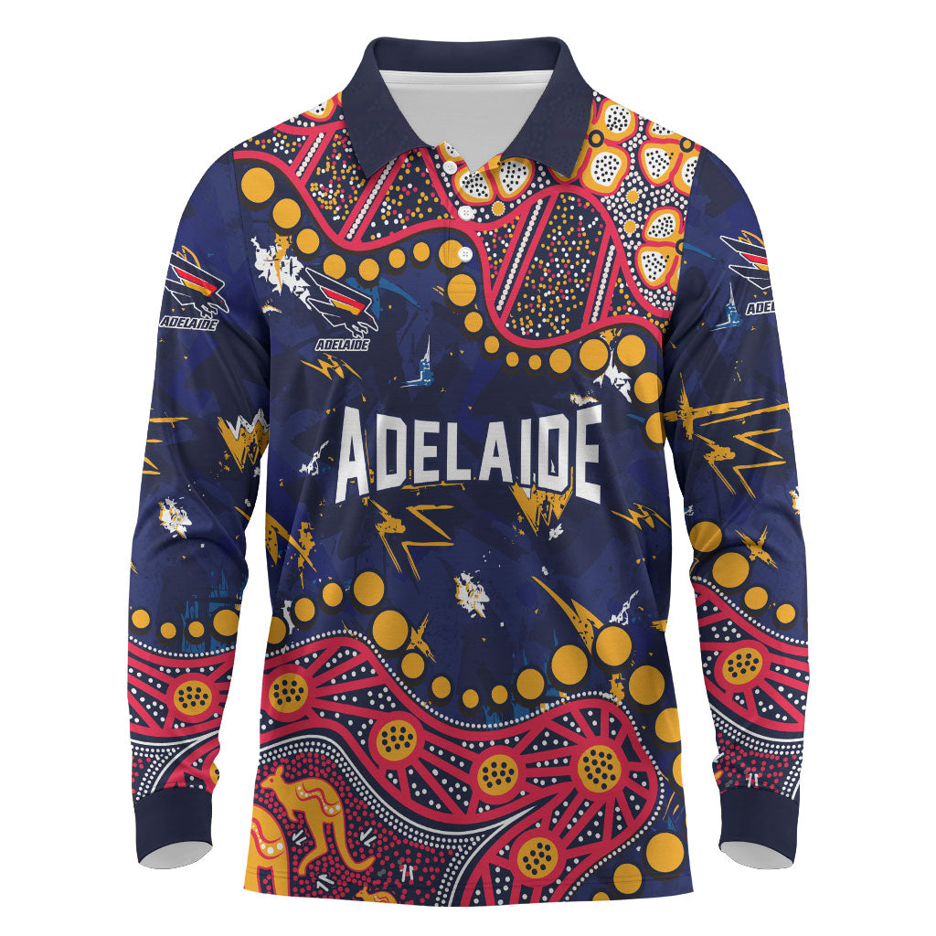 Personalized Adelaide Long Sleeve Polo Shirt Aboriginal Pattern with Graffiti Style