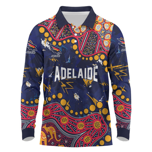 Personalized Adelaide Long Sleeve Polo Shirt Aboriginal Pattern with Graffiti Style