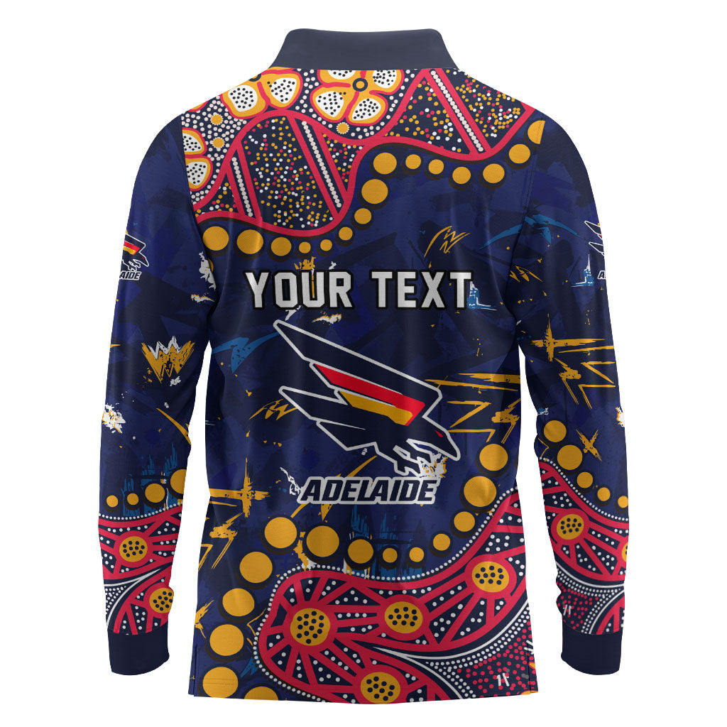 Personalized Adelaide Long Sleeve Polo Shirt Aboriginal Pattern with Graffiti Style