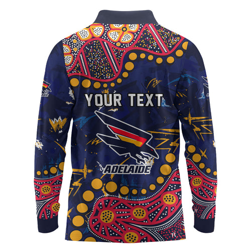 Personalized Adelaide Long Sleeve Polo Shirt Aboriginal Pattern with Graffiti Style