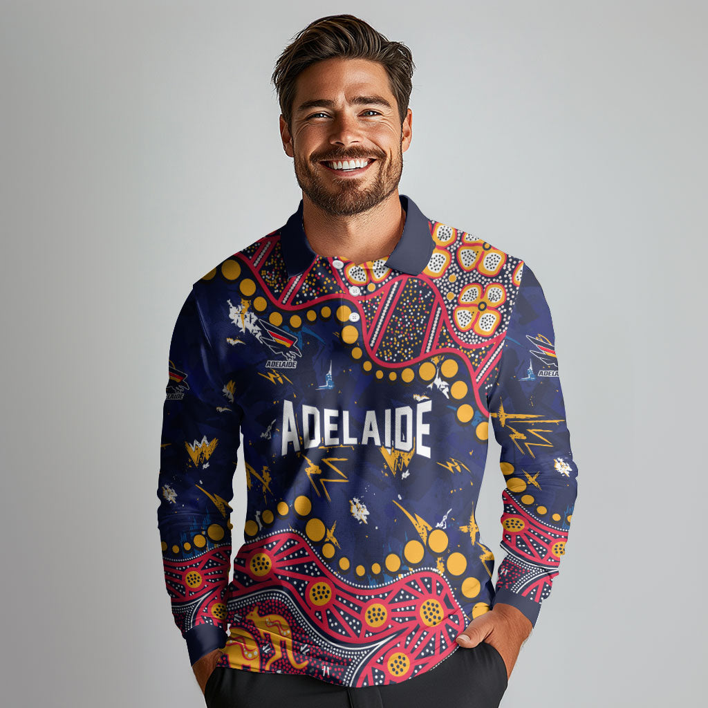 Personalized Adelaide Long Sleeve Polo Shirt Aboriginal Pattern with Graffiti Style