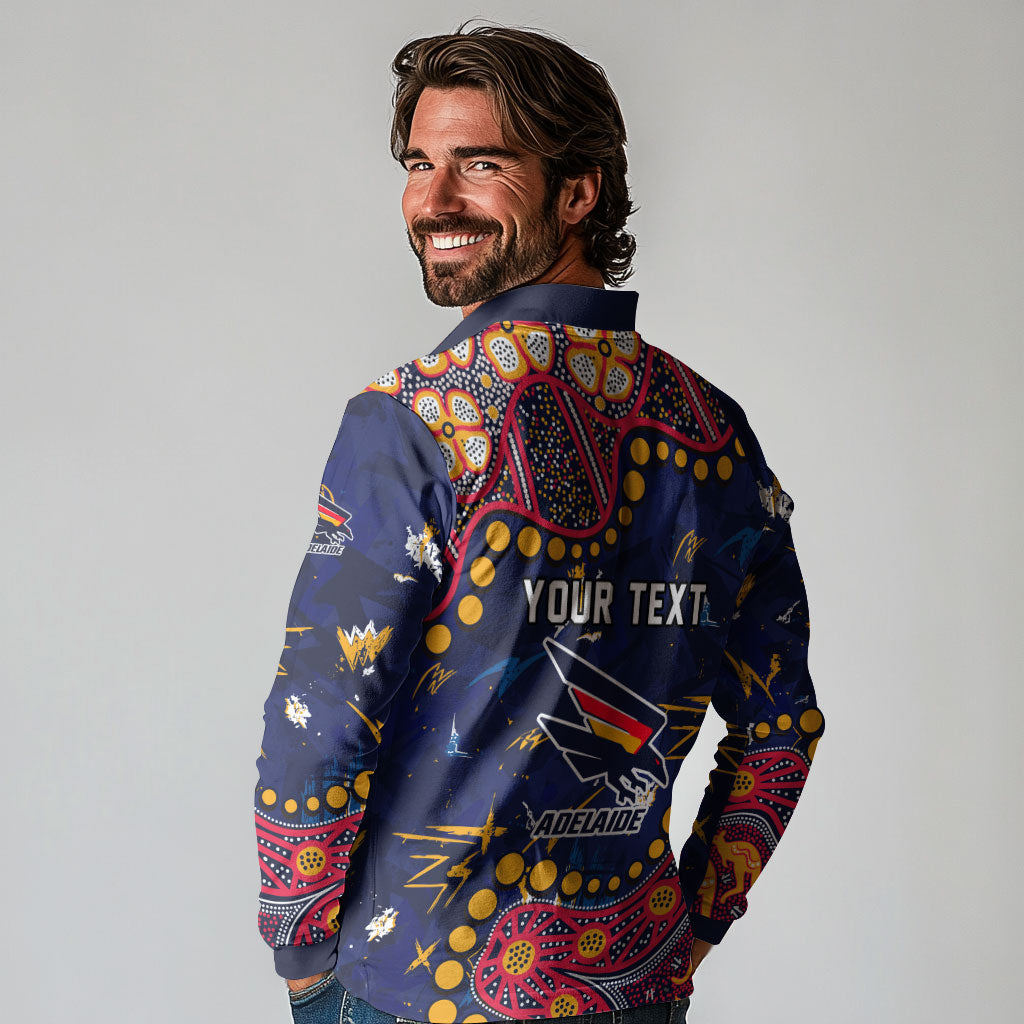 Personalized Adelaide Long Sleeve Polo Shirt Aboriginal Pattern with Graffiti Style
