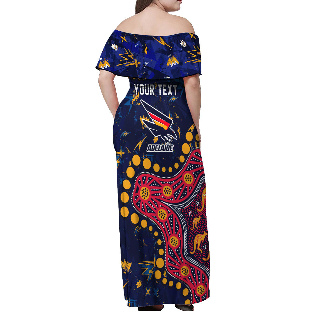 Personalized Adelaide Off Shoulder Maxi Dress Aboriginal Pattern with Graffiti Style