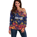 Personalized Adelaide Off Shoulder Sweater Aboriginal Pattern with Graffiti Style