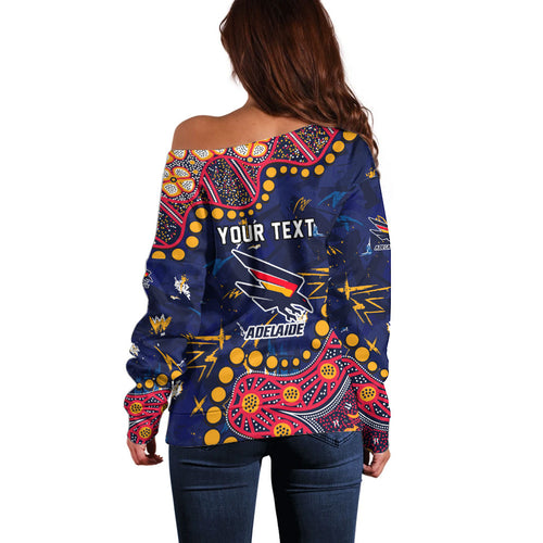 Personalized Adelaide Off Shoulder Sweater Aboriginal Pattern with Graffiti Style