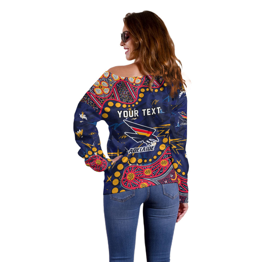 Personalized Adelaide Off Shoulder Sweater Aboriginal Pattern with Graffiti Style