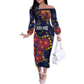 Personalized Adelaide Off The Shoulder Long Sleeve Dress Aboriginal Pattern with Graffiti Style