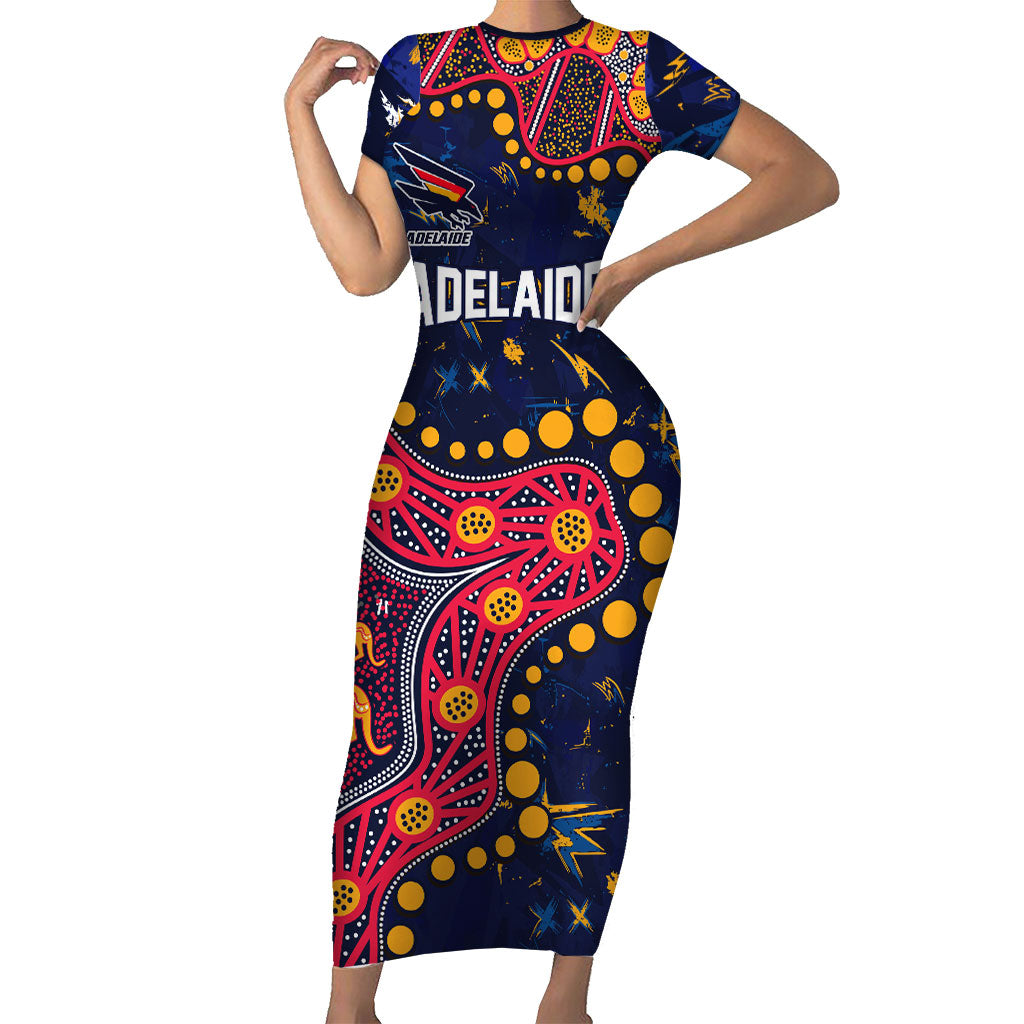 Personalized Adelaide Short Sleeve Bodycon Dress Aboriginal Pattern with Graffiti Style