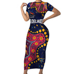 Personalized Adelaide Short Sleeve Bodycon Dress Aboriginal Pattern with Graffiti Style