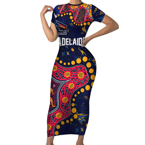 Personalized Adelaide Short Sleeve Bodycon Dress Aboriginal Pattern with Graffiti Style