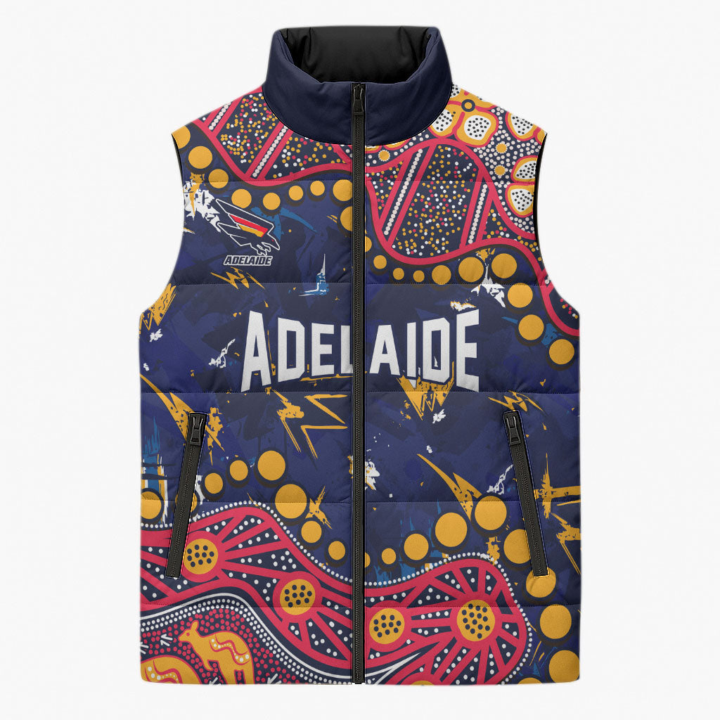 Personalized Adelaide Sleeveless Puffer Jacket Aboriginal Pattern with Graffiti Style